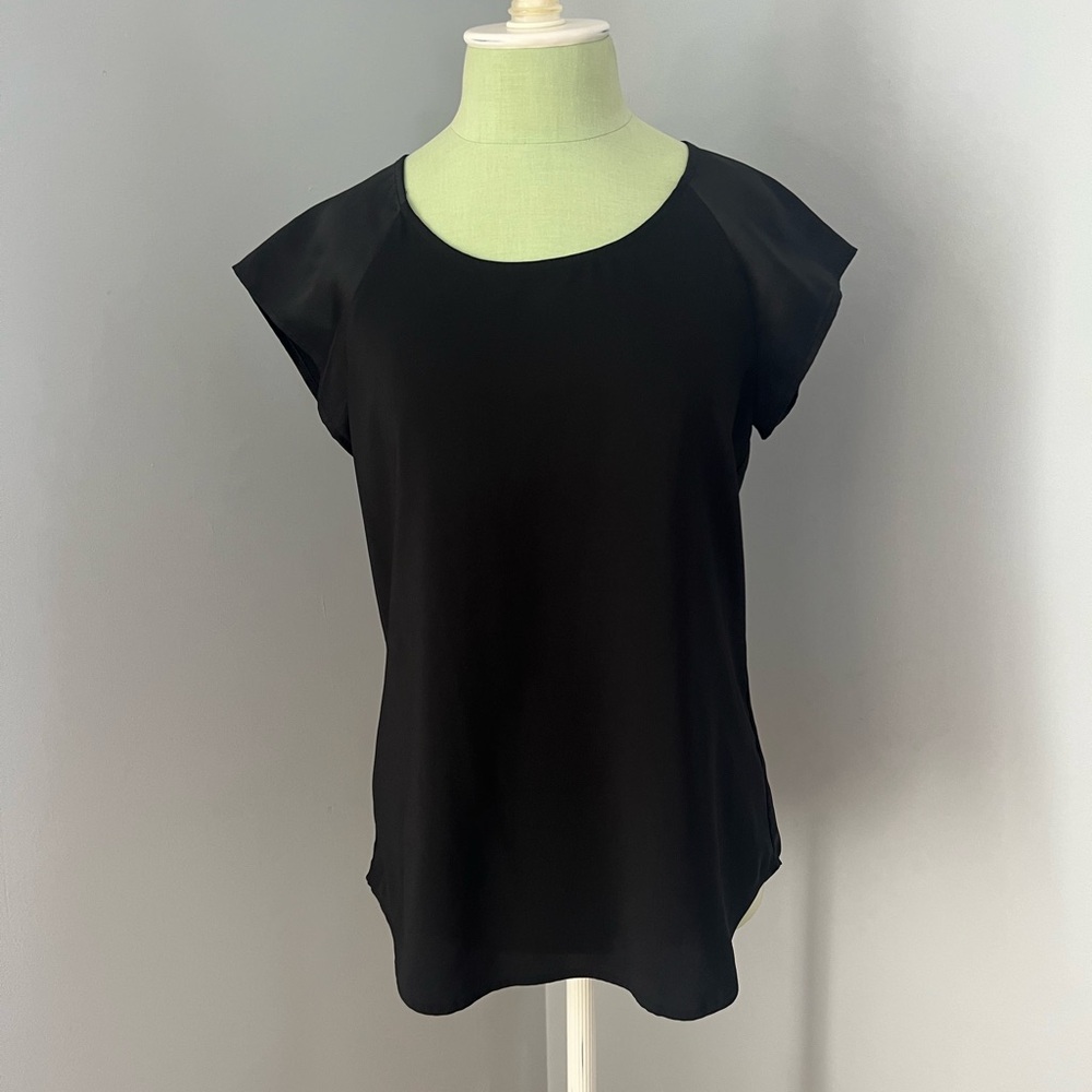 Express Classic Black Women's Top with Gold Zipper Detail on Back